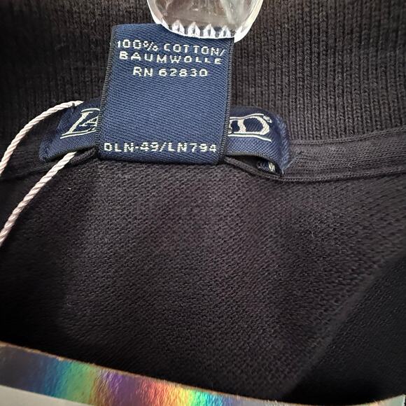 Land's End Men's Short Sleeve Cotton Polo Shirt Regular Fit Navy Blue - Picture 4 of 6